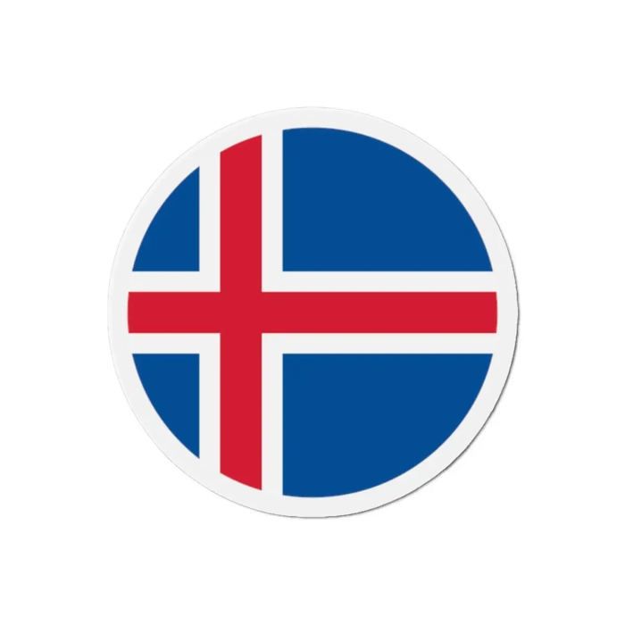 Aimant Rond - Multicolore - Drapeau Islande - 6 cm - 50 pièces - Résine synthétique