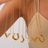 Versatile Titanium Steel Butterfly Moon Pearl Necklace, V-Shape, Colorfast 18K Gold, for Women.