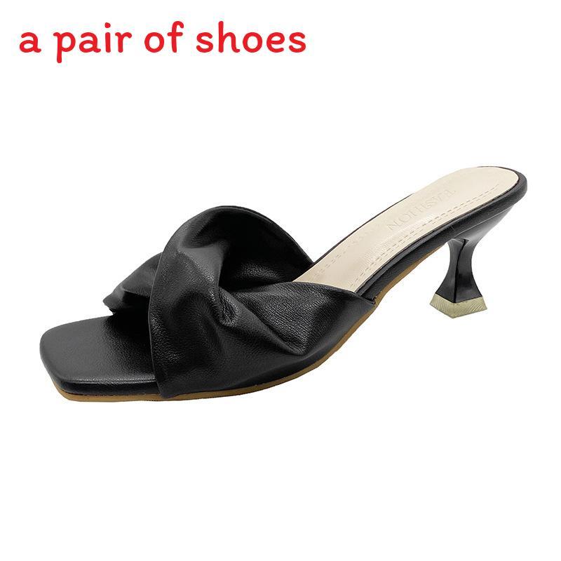 Summer Slipon High Heels With Pu Upper For Casual Womens Footwear