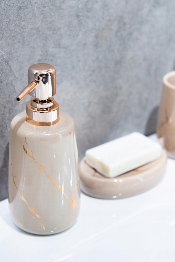 Awd Interior Standing Manual Soap Dispenser 400 Beige, Yellow 1 Pc
