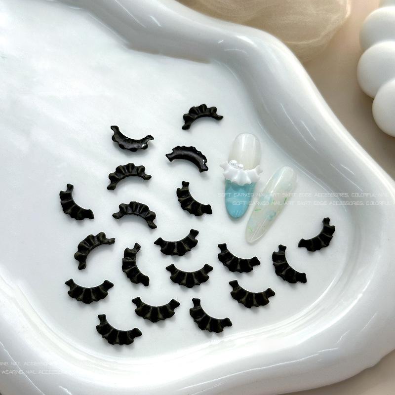 30Pcs French Carved Lace Nail Art Decorations Solid Color Lace Resin Nail Art Decorations For Diy Hairpin Nails Parts