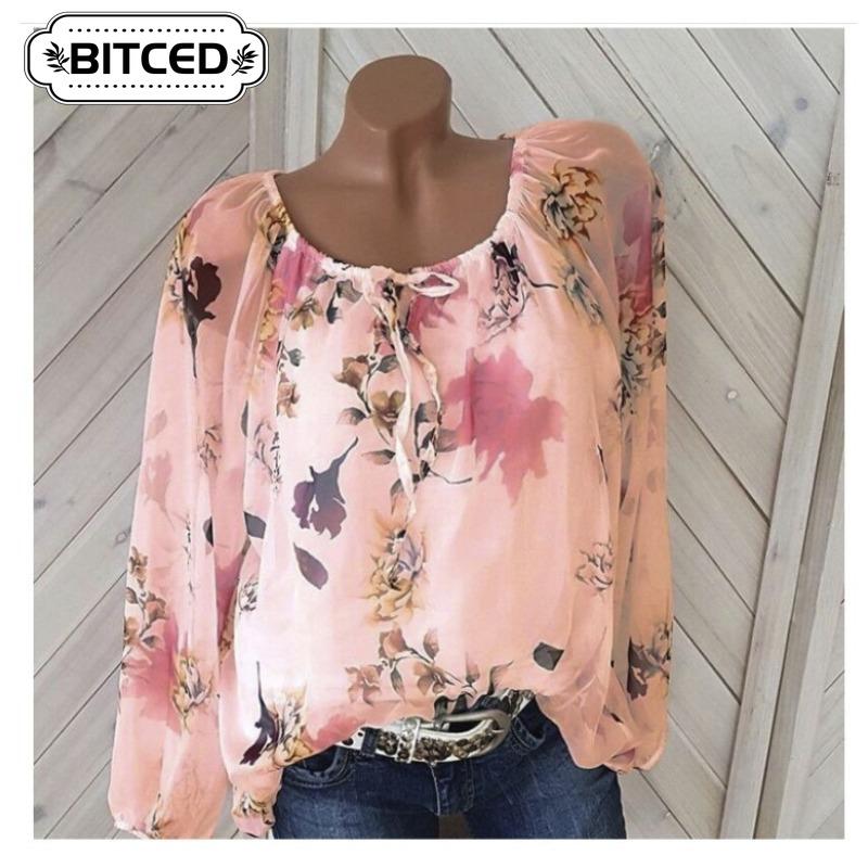 BITCED Damenmode, lässig, kurzärmlig, O-Ausschnitt, Blusen und Hemden