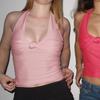 European and American women's clothing summer new fashionable solid color neck hanging sexy pure desire suspender backless T-shirt top women's clothi