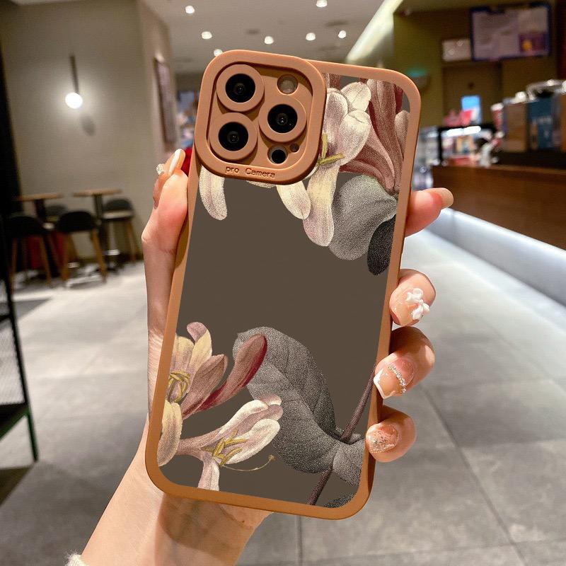 Retro Flowers Phone Case For iPhone 14 13 12 11 Pro Max for iPhone 7 8 Plus SE 2020 XR XS X Case Soft Floral Shell Back Covers