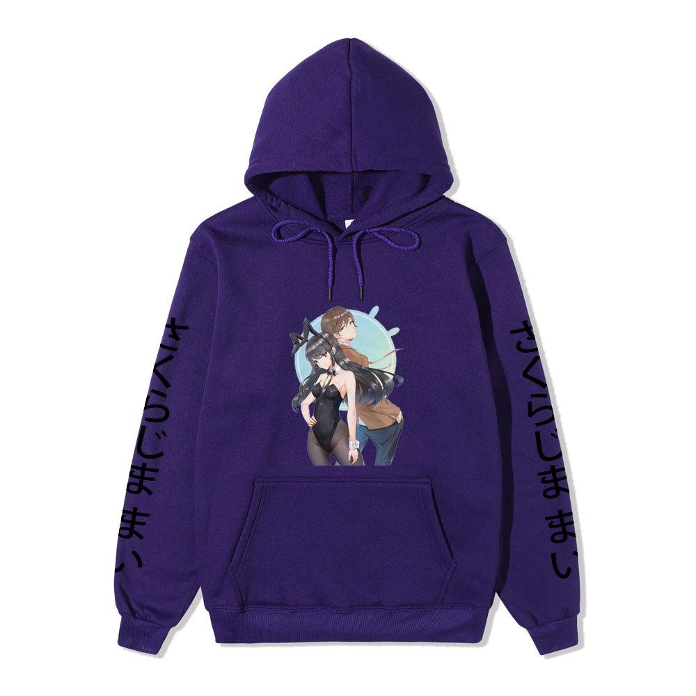 Rascal Does Not Dream of Bunny Girl Senpai Mai Sakurajima Unisex Fleece Hoodie Vertical Japanese Text Sleeve Anime Print Long Sleeve Sweatshirt