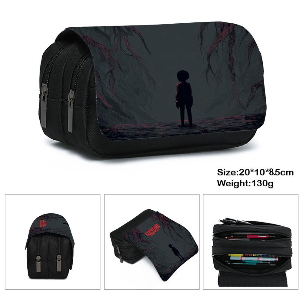Stranger Things 5 Pencil Case, Large Capacity Multi-Layer Storage, Wear-Resistant Oxford Cloth Student Stationery Bag