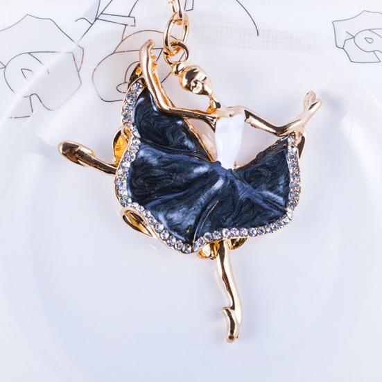 Ballerina Keychain for Women Girls Sparkling Rhinestone Ballet Dancer Keyring Pendant Alloy Bag Charm for Purse Wallet Car Keys