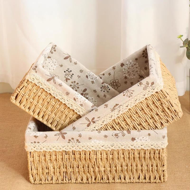 Rattan Desktop Storage Basket for Clothes, Cosmetics, and More