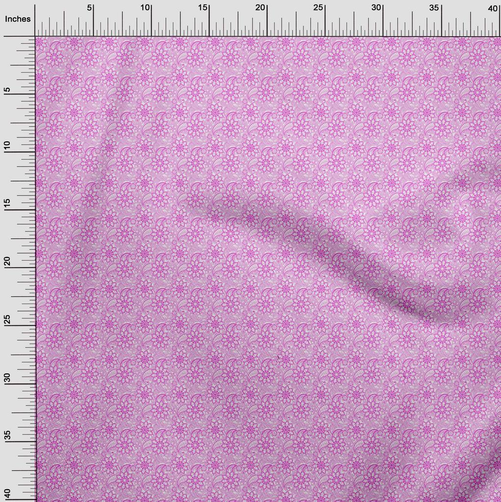 oneOone Baumwoll-Flex-Stoff in Fuchsia-Pink mit asiatischem Paisley-Muster, Stoff zum Nähen, pro Meter, bedruckt, DIY-Kleidung, Nähzubehör, 40 Zoll