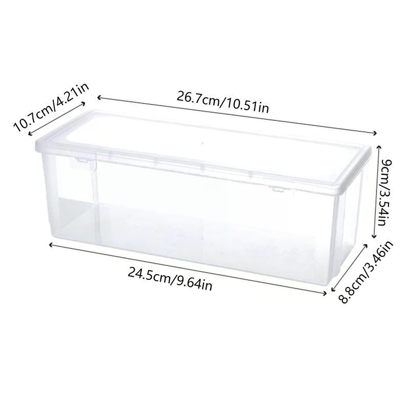 1Pcs Nail Art Rectangle Transparent Storage Box Nail Rhinestone Brush Pen Buffer Grinding Files Organizer Container Case