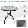 80 cm Schwarzer Runder Garten-Esstisch, Outdoor Kaffee Bistro Beistelltisch mit gehärteter Glasplatte und Stahlrahmen für Terrasse, Veranda