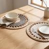Boho Gewebte Wandkunst Handgefertigt 30/35CM Runder Tischset Untersetzer Topfuntersetzer Mehrzweck Wandbehang für Wohnzimmer Dekoration