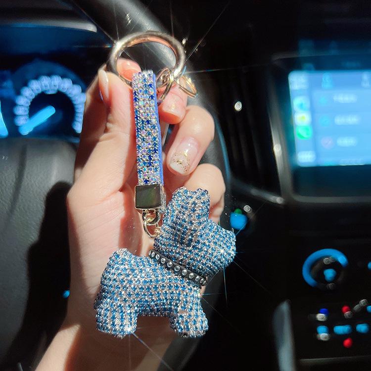 New Diamond Bulldog Puppy Keychain: Cute & Exquisite Charm for Keys or Bags