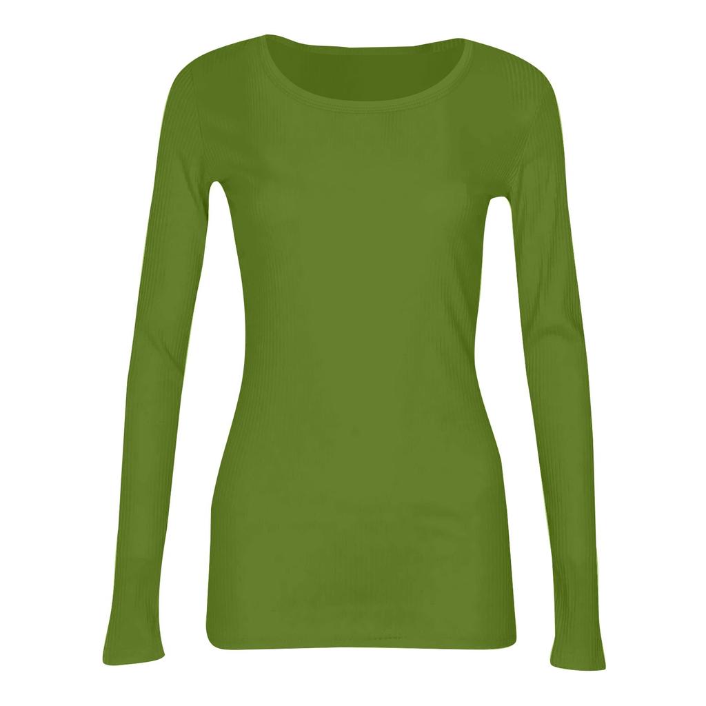 Women's  And Winter Slim Bottom T-shirt Fashion Casual Solid Color V-Neck Pullover Long Sleeve Top