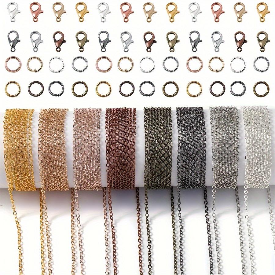 61Pcs/Set Alloy Bulk Link Chain With Jump Rings Lobster Clasps Necklace Chains For DIY Jewelry Making Supplie Necklaces Accessories