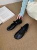 2025 Spring New Korean Version Mary Jane Shoes Women's Retro Shoes Niche Design Flat Bottom One-word Buckle Shallow Mouth Single Shoes