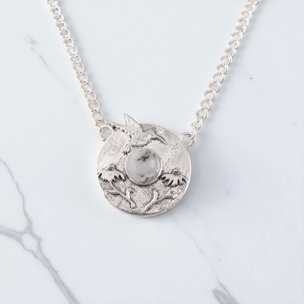 Dendritischer Opal Edelstein 925 Sterlingsilber Schmuck Handgefertigtes Geschenk Anhänger 0,92" CP-34-24