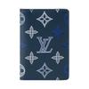 Gradient Triple Silk Print Logo Monogram Shadow Leather Card Holder Men Card Holder Deep-Blue M29135