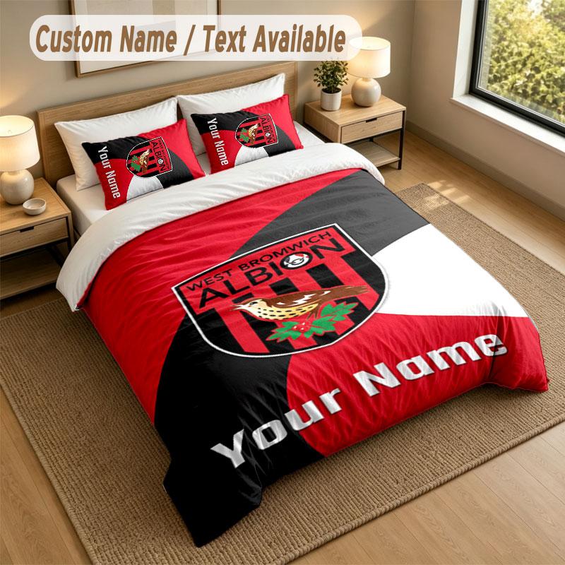 Bedding Set 1 Duvet Cover 2 Pillowcases West Bromwich Albion FC Print Soft Bed Linen Bedroom Decor
