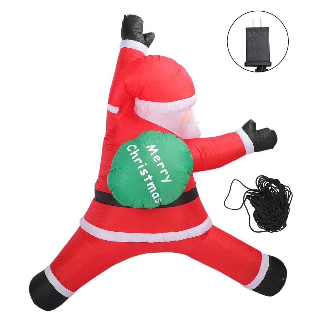 8.2ft Inflatable Xmas Climbing Santa Blow Up Santa Yard Decoration with Present Bag Built in LED Light for Wall Garden