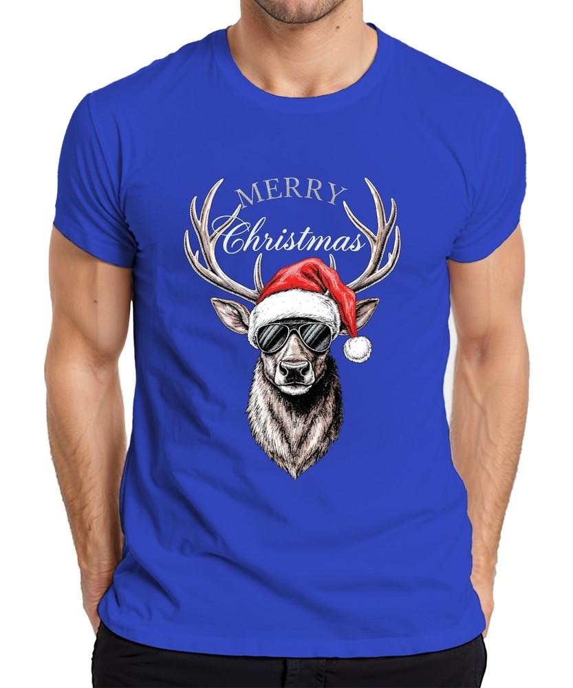 Reindeer Christmas Merry Christmas Santa Hat Sunglasses Unisexs Tshirt