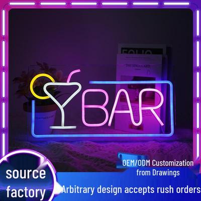 Διασυνοριακό Φωτιστικό Μπαρ Ποτήρι Κρασιού LED Νέον: Φωτιζόμενο Διακοσμητικό Τοίχου