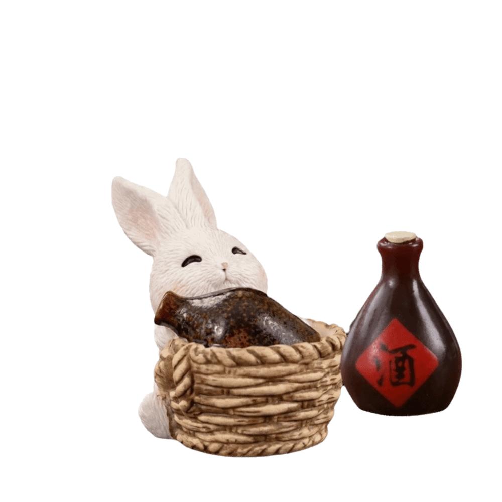 Resin Micro Landscape Decor White Rabbit Mid-Autumn Festival Desk Figurines Mini Ornaments  Home