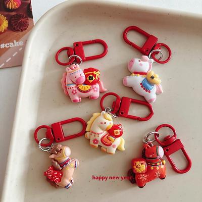Cute Cartoon Pony Keychain Kawaii Year Of The Horse Mascot Decoration Creativity Horse Pendant Accessories  Year Gift
