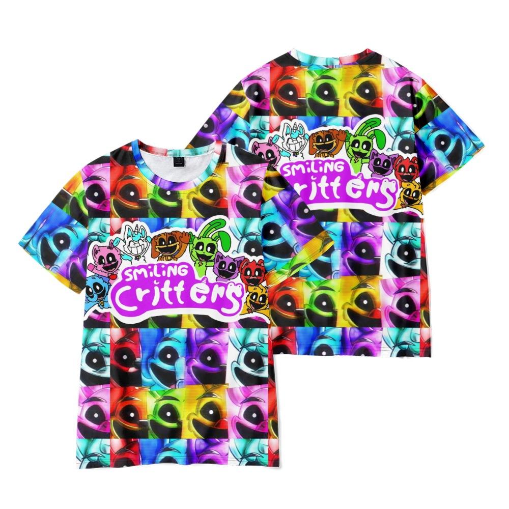 

Smiling Critters T Shirt Men Crewneck Short Sleeve Tee Harajuku Streetwear Women T-shirt 2026 New Anime 3D Clothes Tops XXS