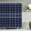 Modern Blue Striped Shower Curtain Bath Decor For Bathroom Washable Fabric Water-Resistant Shoji Curtain Set (Navy)