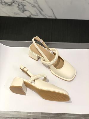 Popular Years Thick Heel Internet Celebrity Mary Jane Small Leather Shoes Summer Word with Bag Head Sandals Women 