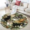 Cats Flowers Round Area Rug,Carpet Rug for Living Room Bedroom Sofa Playroom Decor,Non-slip Floor Mat