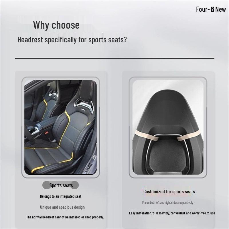 New Energy Sports Seat Headrest & Car Lumbar Support for Tesla, Mercedes-Benz, BYD, Lynk - Neck Protection