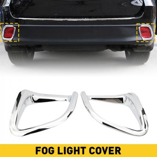 Rear Bumper Fog Cover Light Fit Toyota Highlander 2014-2018 Chrome Trim