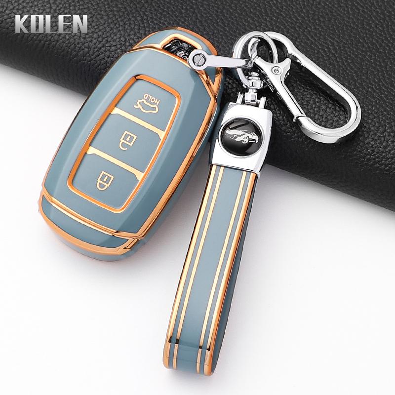 Fashion Tpu Car Key Case Cover For Hyundai Elantra Grandeur Accent Solaris Sonata Palisade Kona Creta I20 I30 Ix35 Ix25 Keychain
