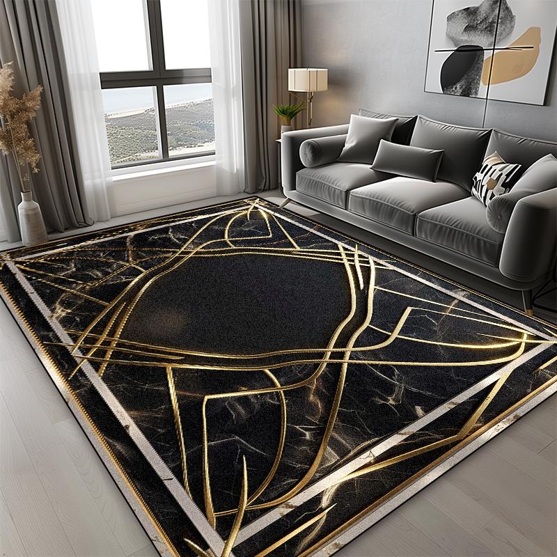 Boho Style Luxury Black Gold Carpets Living Room Bedroom Decoration High-grade Sofa Large Rugs Lounge Coffee Tables Mats Flannel