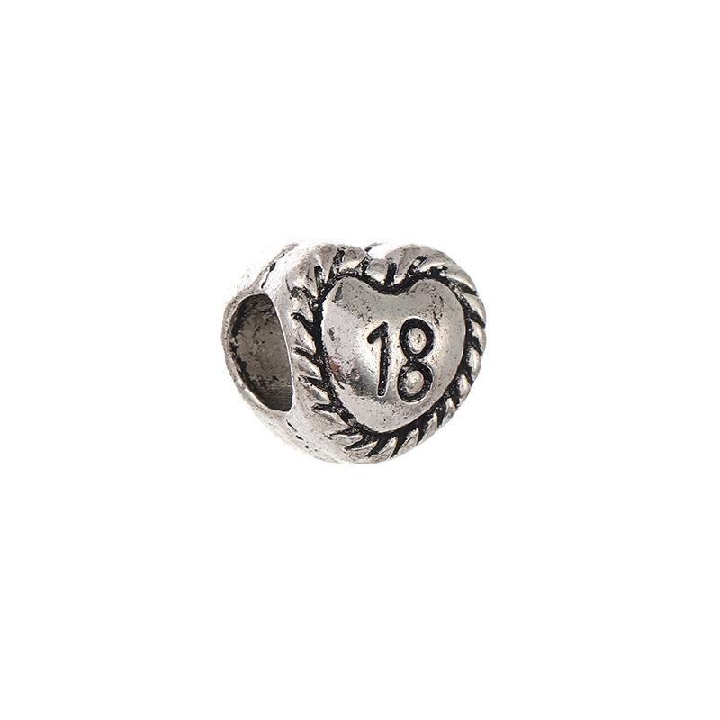 Diy Handmade Ancient Silver Tibetan Silver Jewelry Accessories, Multi-Style Pentagram Love Hole Beads, Bracelet, Alloy Bead Spacer Beads