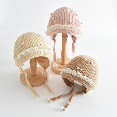 Girls' Cute Flower Knitted Pullover Hat - Windproof & Warm