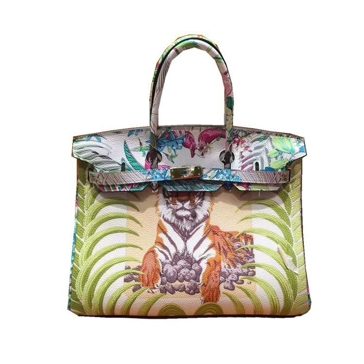 2025 Neues Modell, lackierte Tasche, Damenhandtasche aus Rindsleder erste Schicht, tragbare Schulter-Umhängetasche, personalisiertes Tiermuster