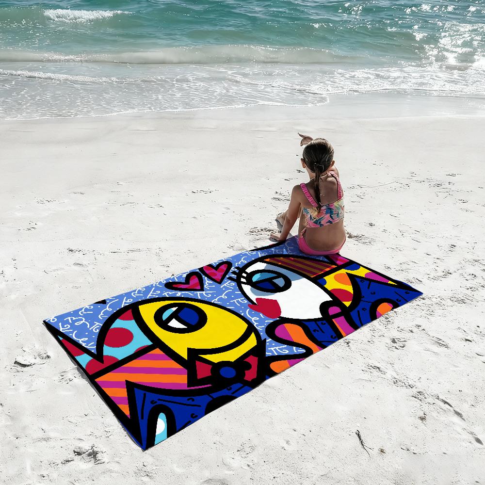 Farben R-Romero B-Britto Kunst Handtuch Dusche Sauna Reise Spa Schnelltrocknend Fitnessstudio Zubehör Weich Groß Strandhandtücher