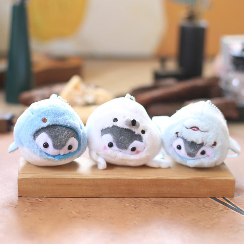 Cartoon Pinguin Delfin Walhai Puppe Plüsch Anhänger Schlüsselanhänger Cartoon Auto Schlüsselanhänger Kawaii Frauen Tasche Anhänger Accessoires Geschenk