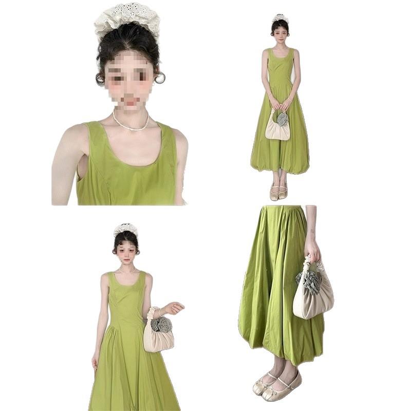 In Stock French Girl Style Sleeveless Vest Dress Women's Summer High-end Fashion Bud Long Dress Children