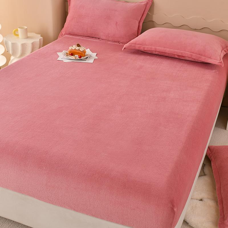 Velvet Fitted Sheet Warm Mattress Cover Simple Style Bed Covers Sabanas Para Cama Home Elastic Bedsheets(No Pillowcase)