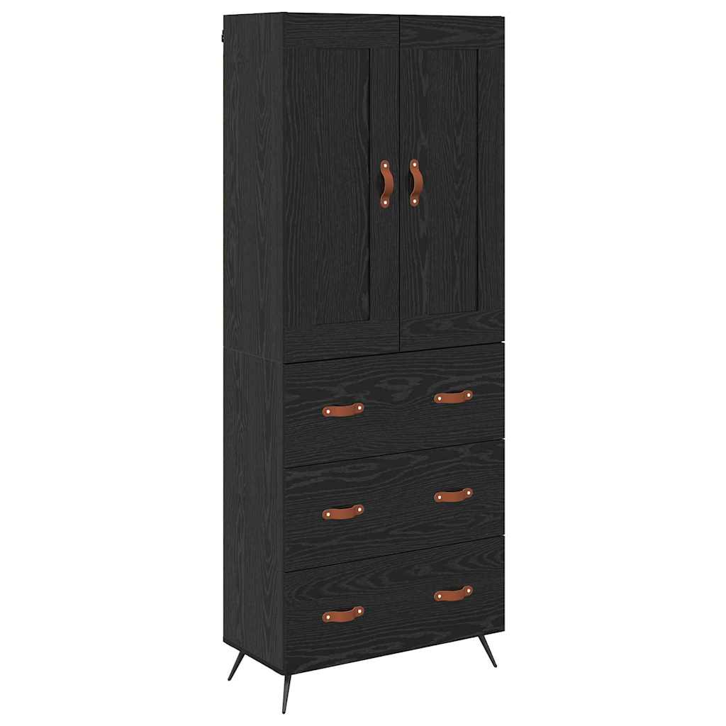 Highboard Black Oak Effect 69.5 x 34 x 180 cm Particleboard