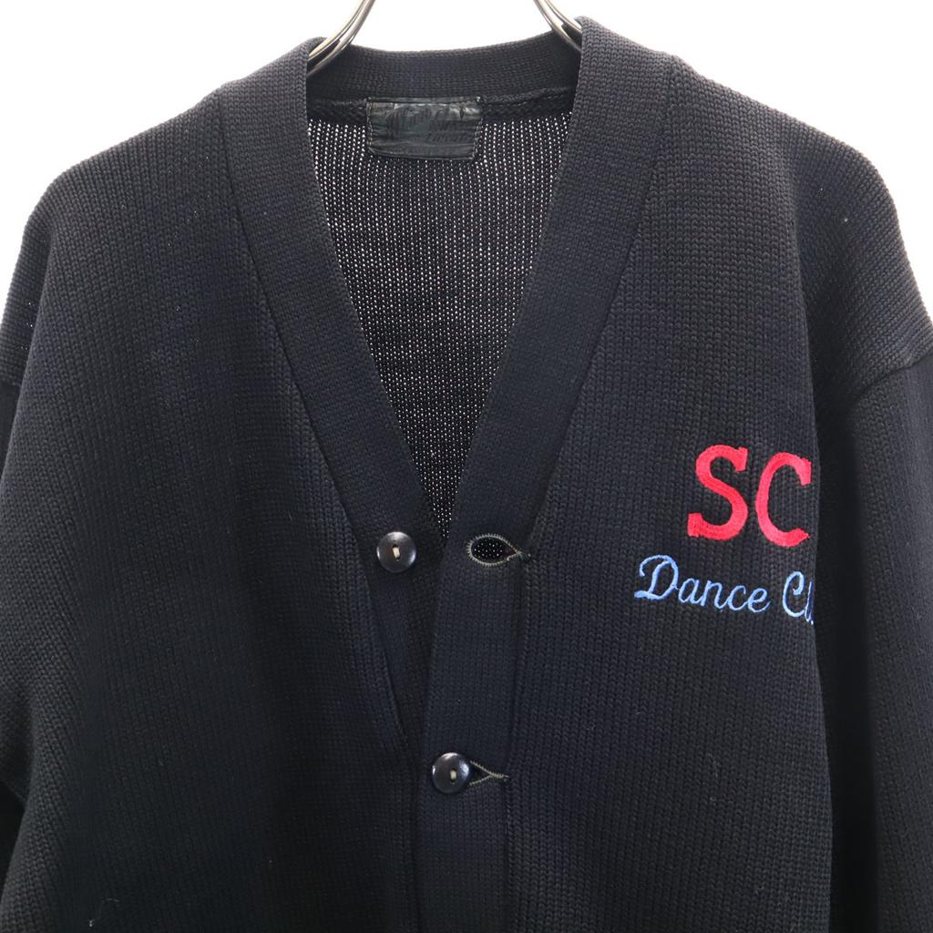 Albion Award Sweater 70s vintage Long sleeve Lettered knit cardigan black Men's Used