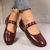 Spring and Autumn's New Round Toe Flat Flat One-shoulder Buckle Women's Single Shoes