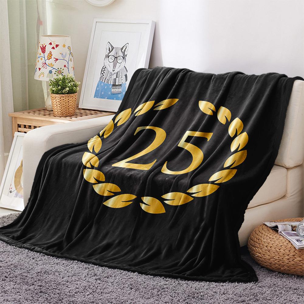 1 Stück Nummer 25 Aufdruck Flanelldecke, Hohe Qualität, Bequem für alle Jahreszeiten, Heimdekoration, Wärme und Komfort