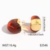 Vintage Amber Gradient Flower & Heart Stainless Steel Stud Earrings with Sun Pattern