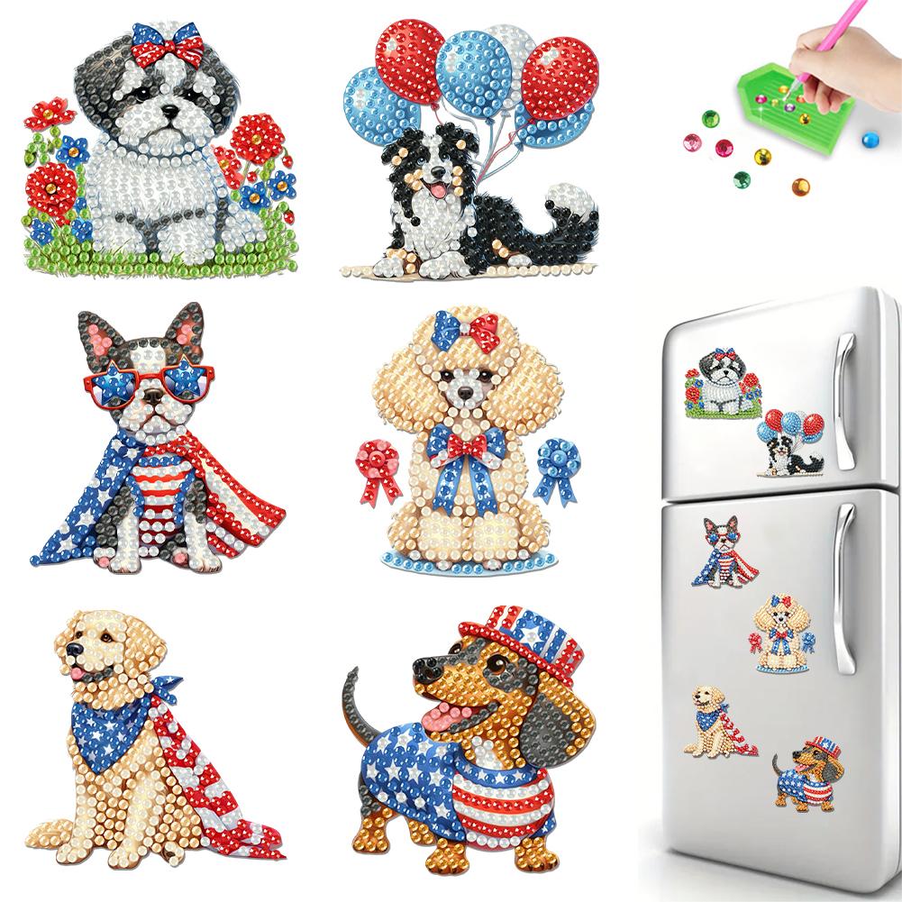6Pcs DIY Diamond Painting Fridge Magnets Crystal Sparkling Diamond Magnets Set Diamond Painting Magnets Kit for Home Decoration