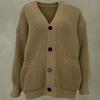 New ArriVals Open Run Women Loose Fit V Neck Cardigan Big Button Solid Color